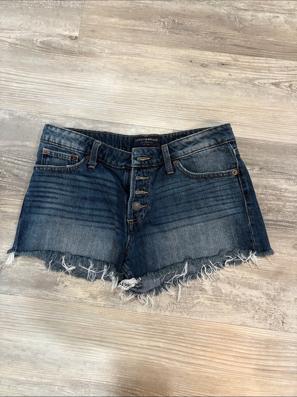 Lucky Brand Dark Blue Frayed Denim Cutoff Shorts